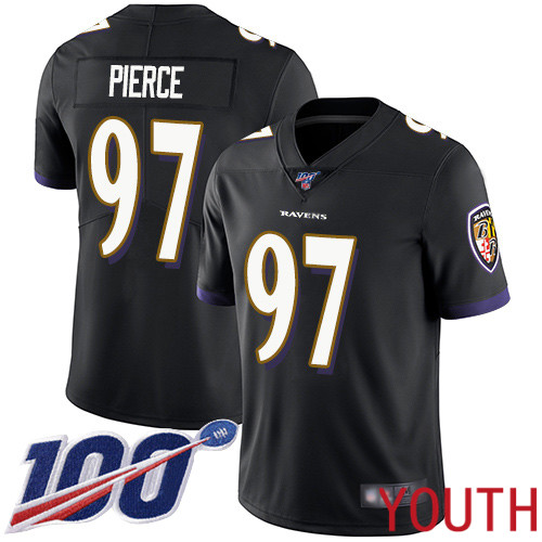 Baltimore Ravens Limited Black Youth Michael Pierce Alternate Jersey NFL Football #97 100th Season Vapor Untouchable->baltimore ravens->NFL Jersey